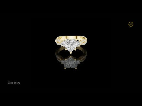 1.80 CT Gorgeous Heart Shaped Triple Stone Lab Grown Diamond Ring with Pave Twist Band