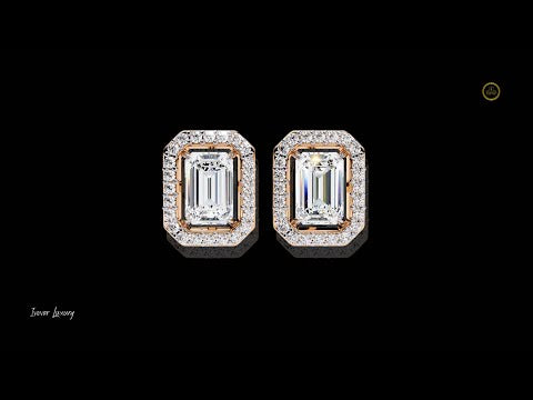 0.80 CT Best Lab Grown Radiant Cut Halo Diamond Earrings For Anniversary Gift