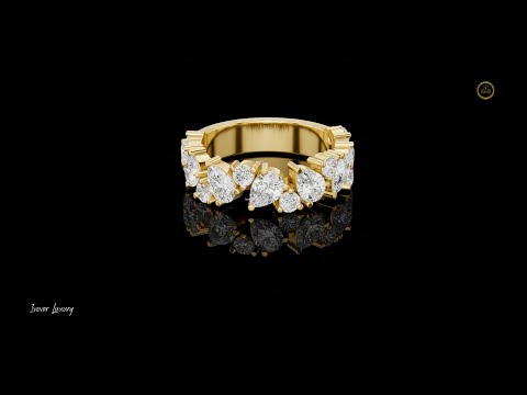 1.88 TCW Iconic Pear and Round Brilliant Lab Grown Diamond Band For Anniversary Gift