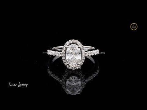 3.00 CT Glamorous Oval Cut Moissanite Diamond Luxury Engagement Ring in Sterling Silver