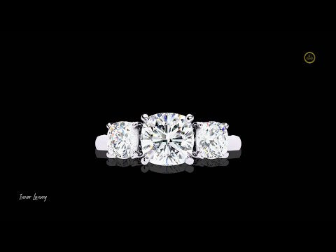 2.27 CT Elegant Three Stone Moissanite Cushion Cut Diamond Engagement Ring For Her