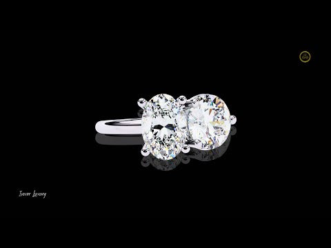 1.65 CT Classic Round & Oval Cut Lab Grown Diamond Toi et Moi Ring with Prong Setting By Ivevar