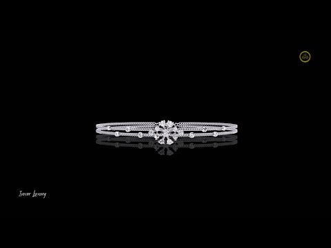 0.46 TCW Elegant Moissanite Double Band Bracelet Adorned with Sparkling Round Diamonds and Floral Motif