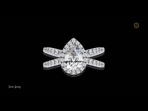 1.20 CT Luxury Pear Cut Moissanite Diamond Halo Ring With Sparkling Round Side Stone Design