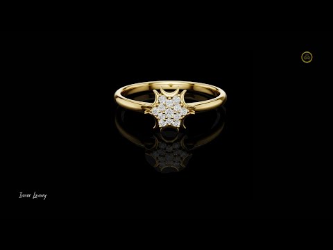 0.068 TCW Elegant Ring with a Lab Grown Diamond Cluster and Radiant Sunburst Detailing