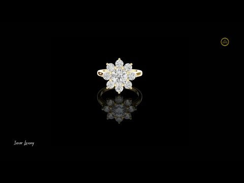 1.25 CT Luxury Floral Halo Lab Grown Diamond Ring with Brilliant Round Cut Cluster Design