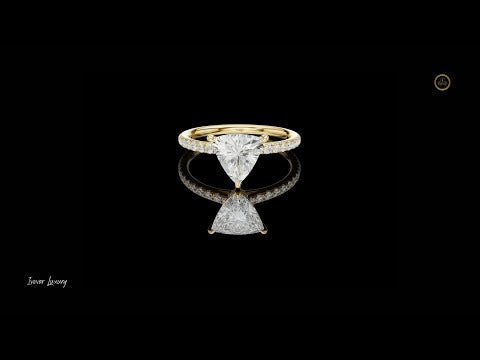 1.00 CT Unique Lab Grown Trillion Cut Diamond Minimalist Pave Ring For Cocktail Party
