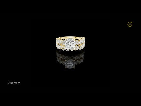 3.70 TCW Lavish Cushion Cut Lab Grown Diamond Floral Ring with Marquise and Round Diamond Accents