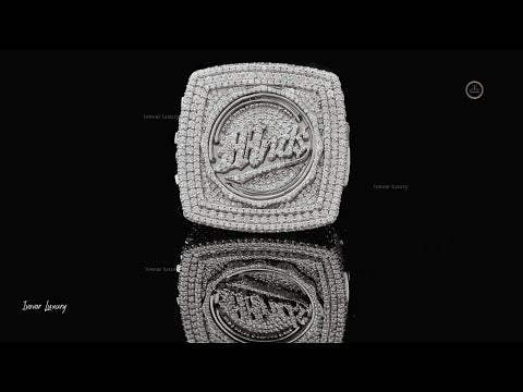 4.10 TCW Luxury Lab Diamond Encrusted Monogram Emblem Ring with Raised Signature Crest Design