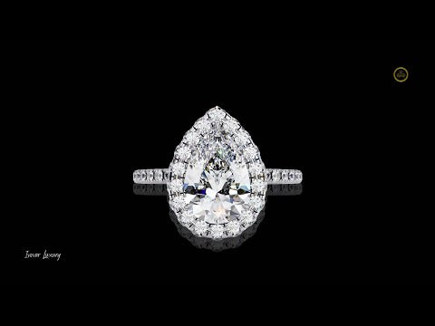 1.81 CT Exquisite Luxurious Blend of Brilliance Pear-Shaped Lab Grown Diamond Halo Ring