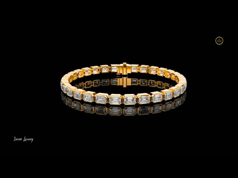 9.30 TCW Luxury Emerald Cut Moissanite Diamond Tennis Bracelet with Bezel Set Gemstones