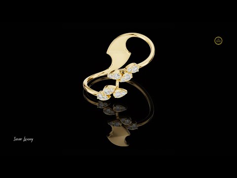 0.12 TCW Lab Grown Diamond Leaf Cascade Ring Artistic Vine Design with Cluster Sparkle Fine Jewelry For Gift