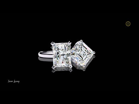 2.40 CT Feminine Toi Moi Radiant & Emerald Cut Moissanite Diamond Ring High Quality Design