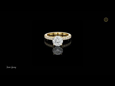 0.53 TCW Handcrafted Ring Showcasing a Round Lab Grown Diamond with a Pavé Accented Band