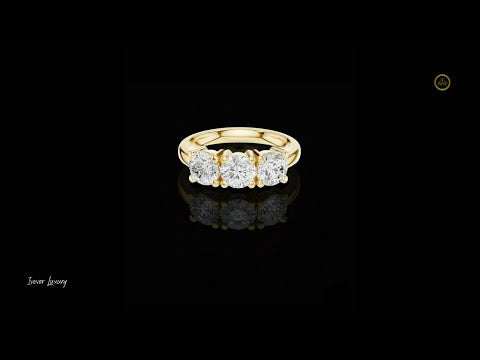 1.5 TCW Radiant Round Three Stone Moissanite Diamond Ring Classic Trilogy Design For Her