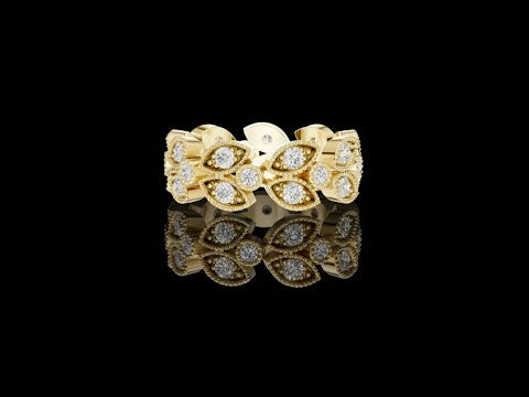 1.05 TCW Vintage Inspired Round Floral Moissanite Grown Round Diamond Eternity Band