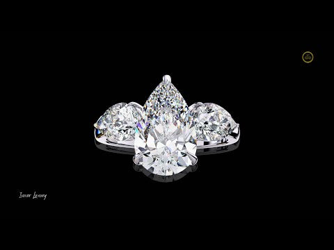 2.07 CT Luxury Pear Shaped Moissanite Diamond Ring with Three Stone Setting For Soft Tomorrow