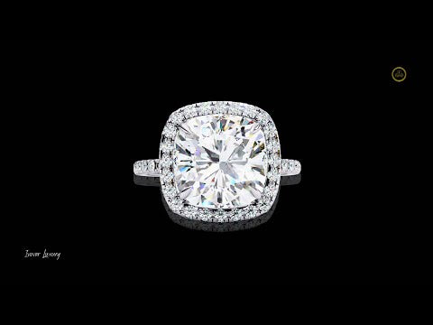 2.50 CT Celestial Glow Cushion Cut Moissanite Diamond Ring with Halo and Micro Pave For Quiet Days