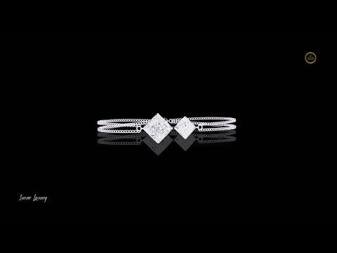 0.15 CT Harmony Moissanite Diamond Bracelet Two Square Design with Pave Setting
