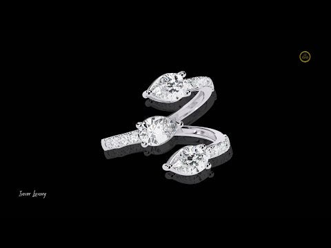 1.06 CT Affordable Radiant Trilogy Moissanite Pear Cut Diamond Ring For Cocktail Party