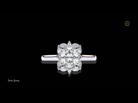 1.29 CT Trendy Oval Cut Cluster Moissanite Diamond Vintage Floral Halo Engagement Ring For Her