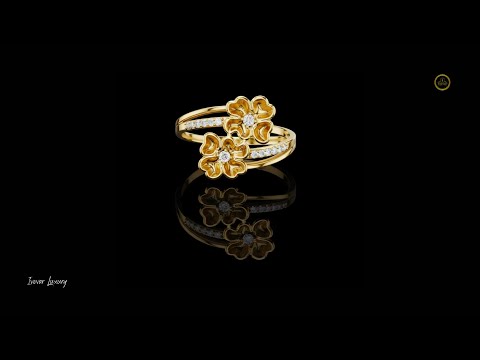 0.086 TCW Radiant Dual-Flower Ring Embellished with Brilliant Pavé Set Lab Grown Diamond