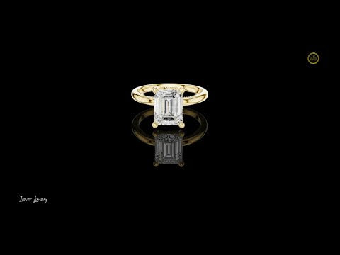 2.50 CT Premium Emerald Cut Lab Grown Diamond Solitaire Ring with Four Prong Setting