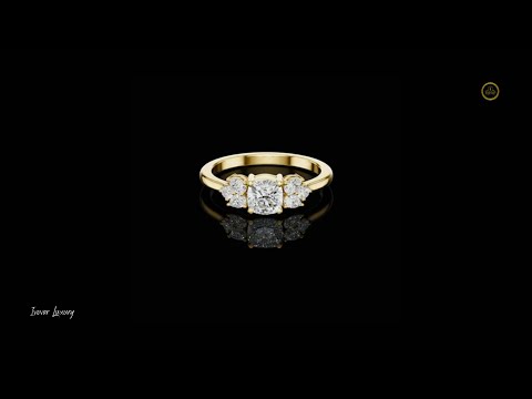 0.65 CT Designer Cushion Cut Moissanite Diamond Ring with Floral Cluster Side Accents