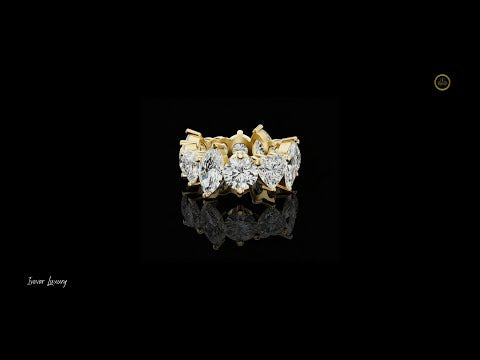 8.83 TCW Mixed Cut Lab Diamond Band with Alternating Stones in Sculpted Prong Setting For Bridal