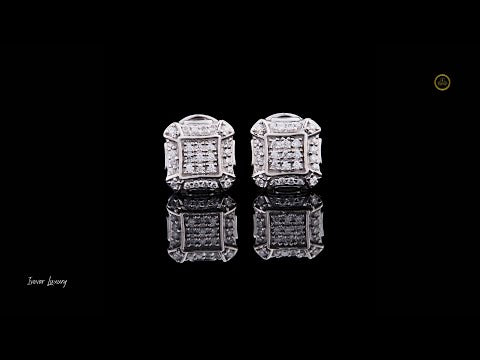 1.58 TCW Cluster Princess Cut Moissanite Diamond Stud Earrings Pave Square Design by Ivevar Luxury