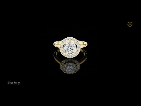 1.01 CT Bespoke Sparkle Round Cut Lab Grown Diamond Halo Ring in Gold