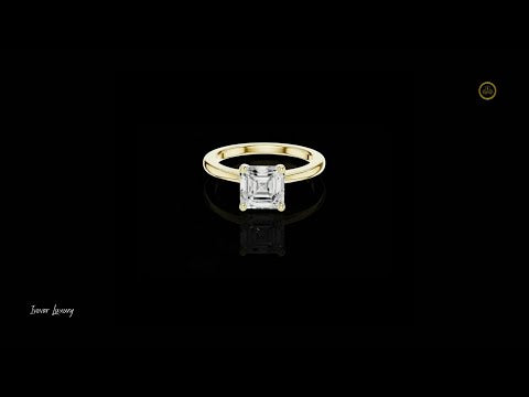 1.50 TCW Premium Asscher Cut Lab Grown Diamond Solitaire Ring in Polished Gold