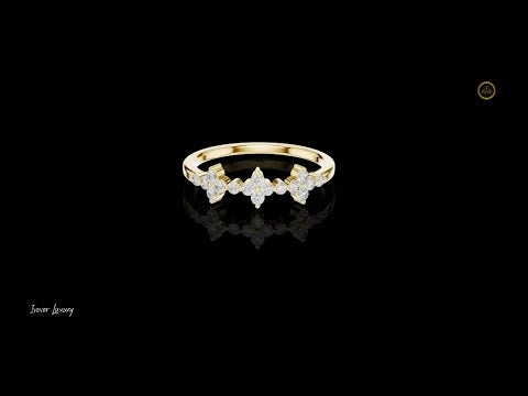 0.23 TCW Vintage Inspired Floral Lab Grown Diamond Band with Round Brilliant Accents