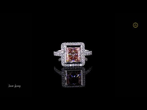 3.00 CT Fantastic Princess Cut Lab Grown Diamond Elegant Halo Design with Dazzling Pave Band in Sterling Silver Ring