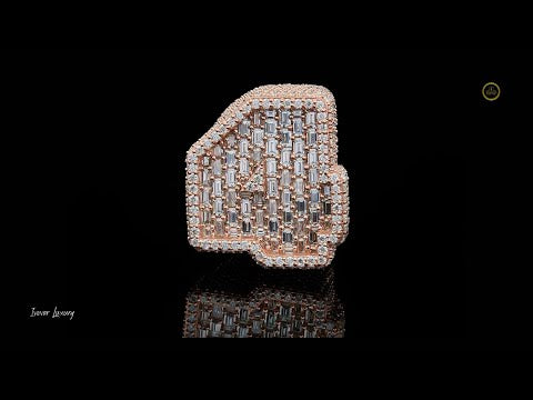Full Rose Gold with Baguette and Round Cut Lab Grown Diamond  Ring By Ivevar