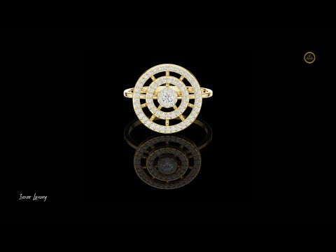 0.041 CT Radiant Halo Concentric Lab Grown Diamond Ring With Multi-Layered Circle Design