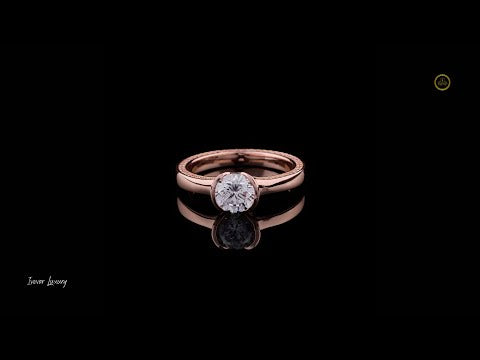 0.50 TCW Sparkling Round Lab Grown Diamond Half Bezel Engagement Ring For Her