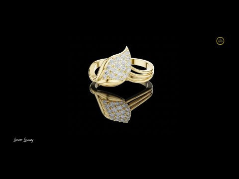 0.29 TCW Heirloom Round Cluster Lab Diamond Leaf Inspired Ring Sculpted in Rich Gold