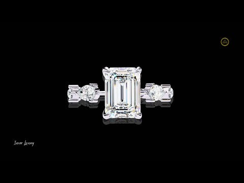 2.80 CT Elegant Emerald Cut Engagement Moissanite Diamond Unique Ring for Women