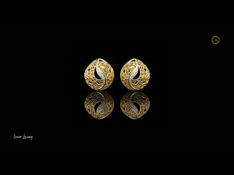 0.06 TCW Artisan Filigree Wave Lab Diamond Stud Earrings with Curved Pave Accent For Women