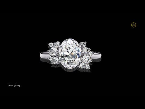 1.01 CT Luxury Oval Cut Cluster Multi Stone Moissanite Diamond Bridal Elegant Ring For Love