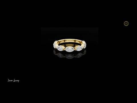 1.20 TCW Designer Style Marquise Cut Lab Grown Diamond Wedding Band in Solid Gold For Girl