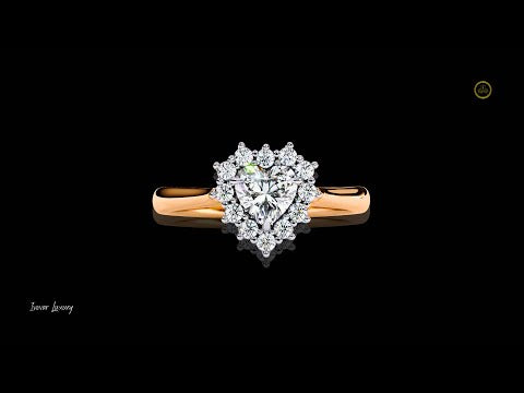 0.59 CT Romantic Heart-Shaped Moissanite Diamond Halo Ring Set in Captivating Symbol of Love