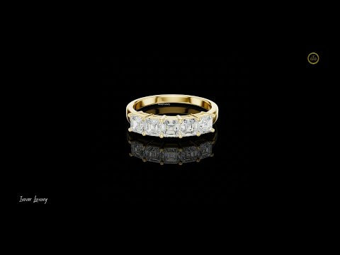 1.11 TCW Elan Emerald Gold Step Cut Lab Grown Diamond Bridal Wedding Band for Women