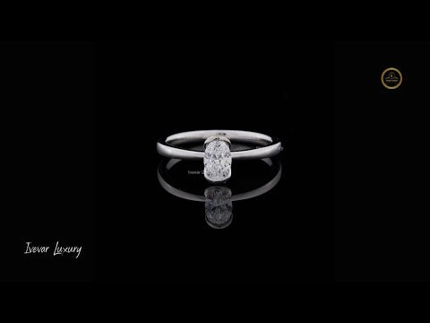 1.00 TCW Modern Oval Cut Moissanite Diamond Solitaire Ring with Sleek Half Bezel Setting in Polished White Gold