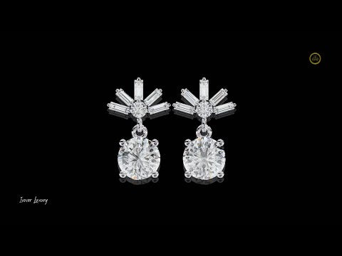 0.86 TCW Stunning Moissanite Diamond Baguette and Round Brilliant Cut Harmony Earring