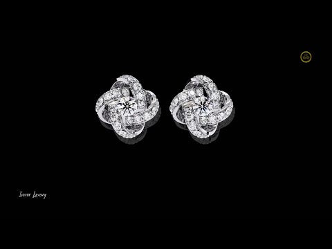 0.56 CT Intricate Floral Swirl Moissanite Round Cut Diamond Stud Earrings in Luxurious Gold Setting