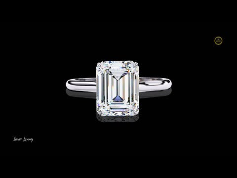2.56 TCW Emerald Cut Lab Grown Diamond Solitaire Ring Modern Radiant Engagement Piece by Ivevar Luxury