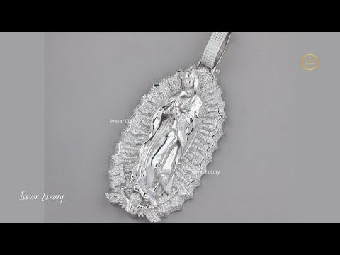 Luxury Custom Lady of Guadalupe Pendant with Moissanite Diamonds by Ivevar