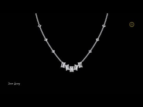 2.78 CT Luxury Diamond Necklace Exquisite Emerald and Round Cut Moissanite Diamonds on a Luxe Chain